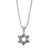 Chisel Stainless Steel Antiqued and Polished Star of David Pendant on a 24 inch Ball Chain Necklace